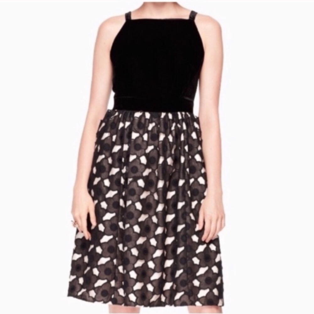 NWT Kate Spade Poppy Cutwork Velvet Bodice Dress